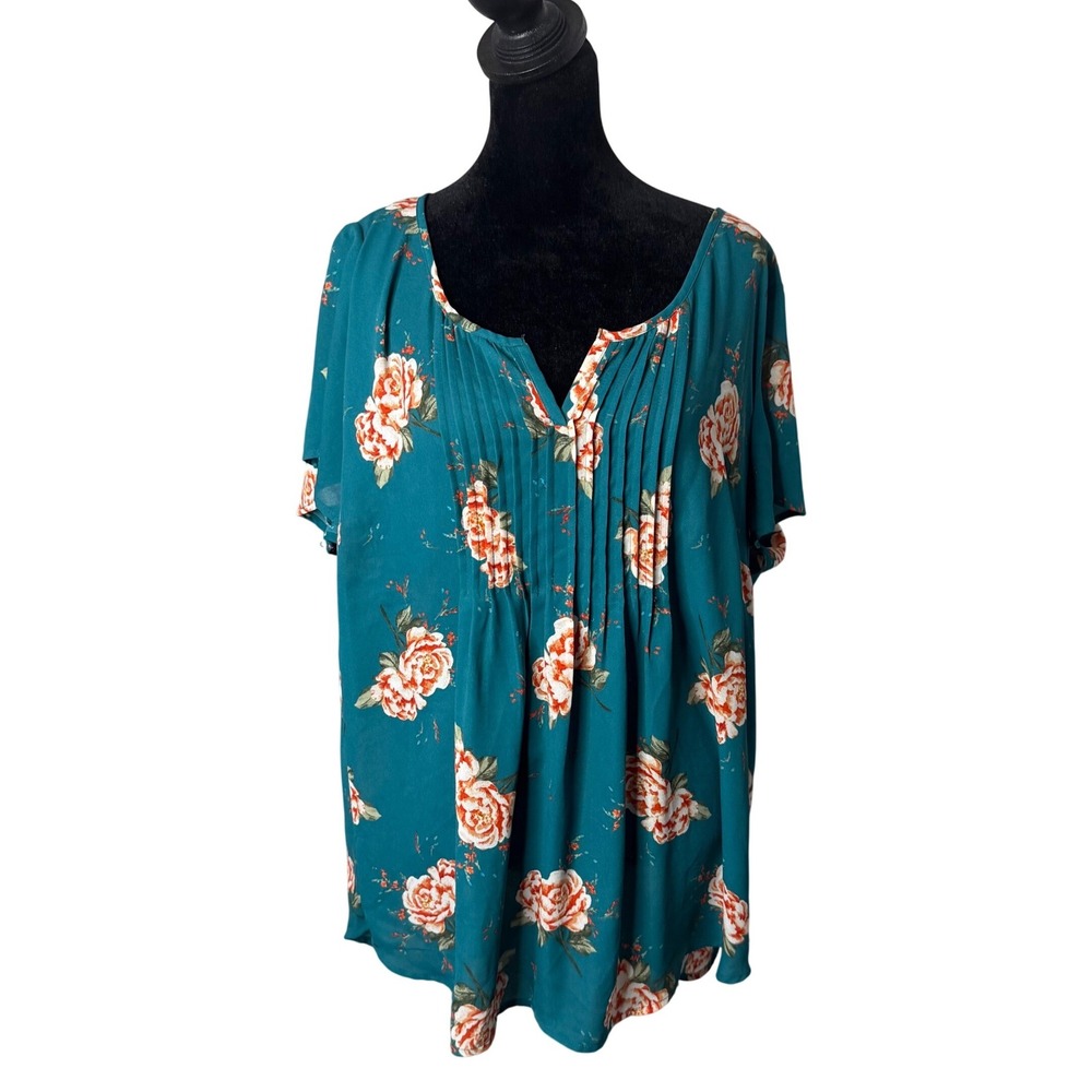 Torrid Harper Flutter Sleeve Pintuck Chiffon Blouse Plus Size 2 2X Short Sleeve